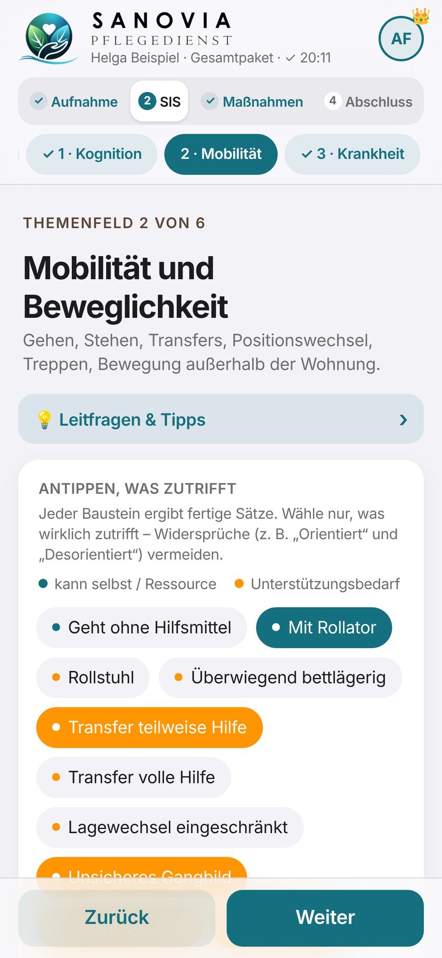 SIS-Themenfeld Mobilität mit Bausteinen zum Antippen